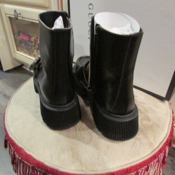 Gucci women's above ankle leather zipper platform boots Sz 39.5 - Picture 7 of 16